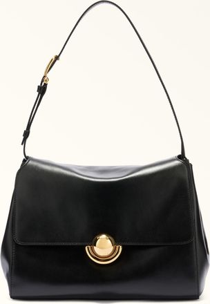 Furla Domus Shoulder Bag S Nero Black Varrenne Calf Leather + Suede Woman