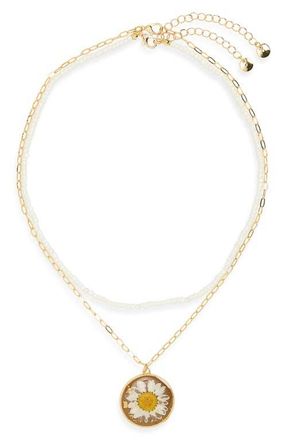 BP. Layered Floral Pendant Necklace in Gold at Nordstrom