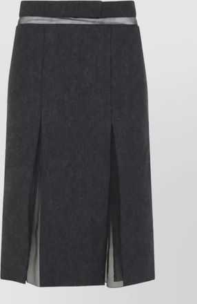 Prada virgin wool pleated knee-length pencil skirt