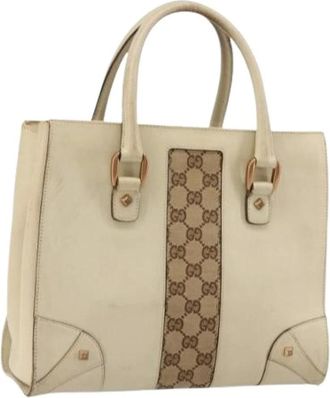 Gucci Pre-owned Handbags, female, Beige, Size: ONE SIZE Pre-owned Vintage GG Canvas Hand Bag