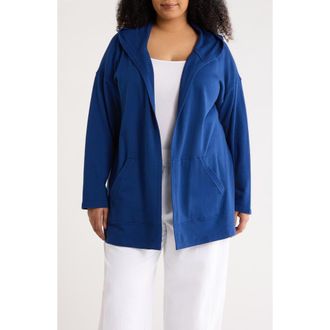 Eileen Fisher Organic Cotton Hooded Jacket in Deep Dive at Nordstrom, Size 1X
