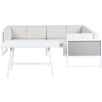Beliani Set da salotto da giardino con tavolino bianco in alluminio bianco sporco con cuscini e tavolino Castella/Fratte