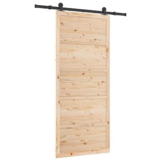 vidaXL Puerta Corredera Natural 80 X 208 Cm Madera De Pino Maciza Vidaxl
