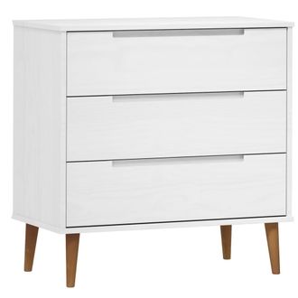 vidaXL Mesita De Noche Molde Madera Maciza De Pino Blanca 80x40x80 Cm Vidaxl