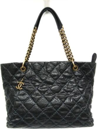 Chanel Pre-owned Leather chanel-bags - Dames - Vintage Shopper - Blauw - ONE Size - Vintage