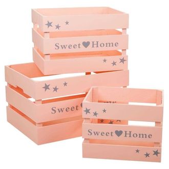 Wanderlust Deco Wanderlust Deco - Set 3 Caj&oacute;nes De Madera Lacada Rosas