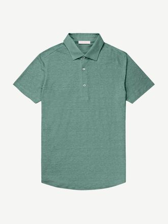 Luca Faloni Aquamarine Linen Jersey Elba Polo
