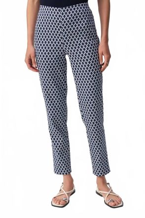 Joseph Ribkoff Geometric Print Slim Fit Pants In Blue/white