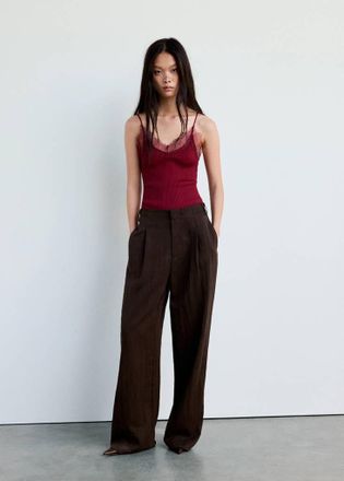 Mango Top coste pizzo vino - Donna - XS - MANGO