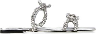 Valentino Garavani Silver Rhinestones Valentino Garavani Chain 1967 Slippers