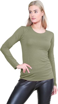 Janisramone Womens T-Shirts - Long Sleeve Tops for Women UK - Stretchy Round Neck Tee Women - Comfortable and breathable Womens Long Sleeve Tops Ideal for Going O