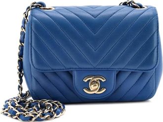 Chanel Square Classic Single Flap Bag Chevron Lambskin Mini crossbody bag - Blu