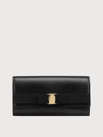 Ferragamo Donna Portafoglio continental fiocco Vara Nero