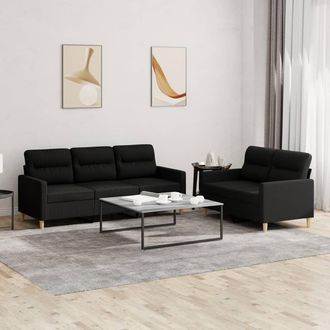 vidaXL Vidaxl - Juego De Sof&aacute;s Con Cojines 2 Piezas Tela Negro
