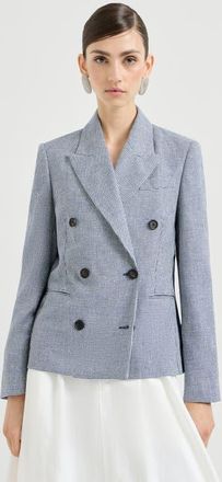 Brunello Cucinelli Houndstooth blazer in Blue at Nordstrom, Size 46 It