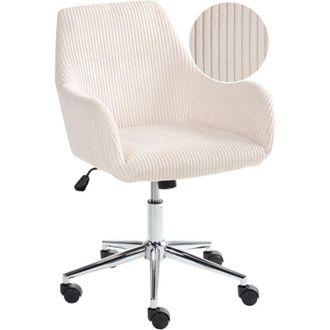 Beliani Silla De Oficina Giratoria Ajustable Escritorio Con Asiento Y Respaldo De Pana Beige Claro Wellston