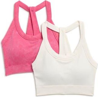 90 Degree by Reflex 2-Pack Stonewashed Seamless Sports Bras in Raspberry Sorbet/Sugar at Nordstrom Rack, Size X-Large