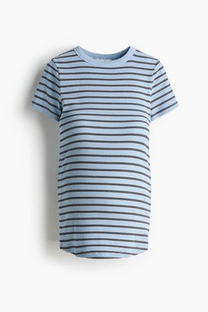 H&M MAMA Geripptes Shirt - Hellblau/Gestreift