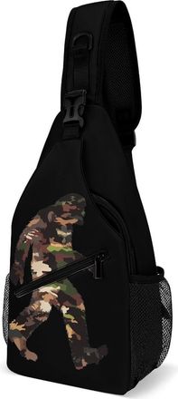 Generic Camouflage Bigfoot Unisex Shoulder Bags Casual Crossbody Chest Bag Sling Backpack for Hiking Cycling Travel
