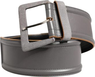 Patrizia Pepe Square Metal Buckle Belt - unisex - Riemen - Grijs - ONE Size - Leer - Accessoires