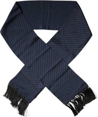 Dolce & Gabbana Donkerblauwe Fantasie Franje Sjaal