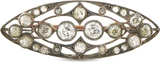 Luxury Bazaar Antique 14K Rose Gold and Silver Diamond Navette Brooch MF123-070626