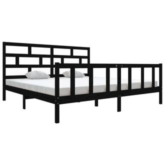 Berkfield Home Bed Frame Black Solid Wood Pine 200x200 cm