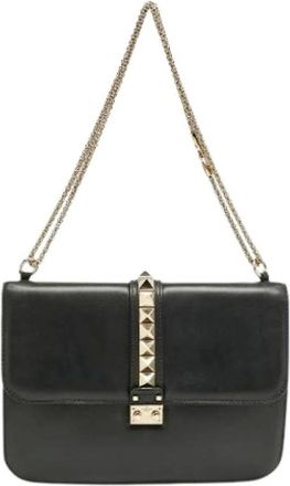 Valentino Pre-owned Shoulder Bags, female, Black, Size: ONE SIZE Pre-owned Leather Shoulder Bag