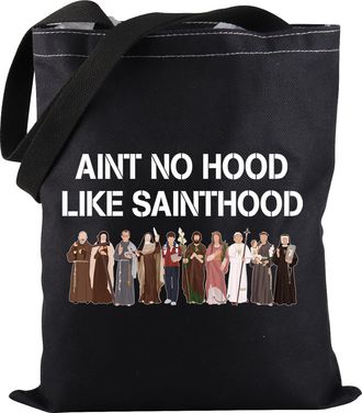 Generic Religious Christian Gift Aint No Hood Like Sainthood Tote Bag All Saints Day Gift For Women (Aint No Hood TOTE)