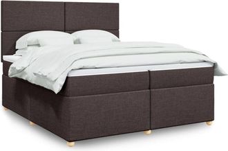 vidaXL Vidaxl - Cama Box Spring Con Colch&oacute;n Tela Marr&oacute;n Oscuro 200x200 Cm