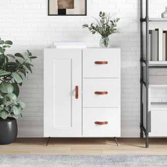 vidaXL Aparador De Madera Contrachapada Blanco Brillante 69,5x34x90 Cm Vidaxl