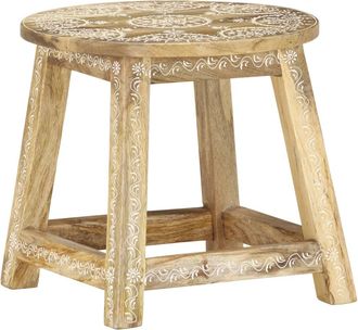 vidaXL Vidaxl - Taburete Pintado A Mano Madera Maciza De Mango 38x38x35 Cm