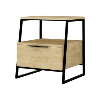 Dmora Dmora - Mesa De Noche Dubhe, C&oacute;moda Baja, Mesilla De Noche, Estante De La Cama, 45x40h50 Cm, Roble, Con Embalaje Reforzado