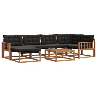 vidaXL Conjunto De Sof&aacute;s De Exterior Con Coj&iacute;n 19 Pcs Natural Y Negro Vidaxl