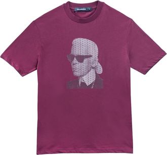 Karl Lagerfeld Logo Face T-shirt - Heren - T-shirts - Rood - XL - Katoen - Tops