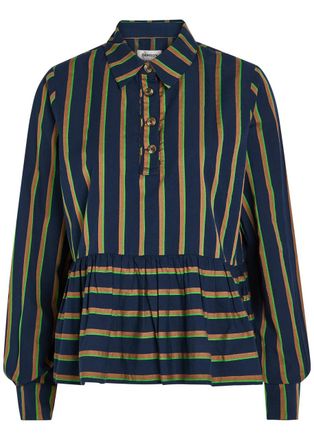 Damson Madder Kinsley Striped Cotton-poplin Shirt - Multicoloured - 16 (UK16 / XL)