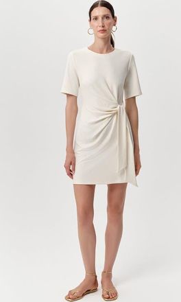 Exquise Velvet Crew Neck Mini Knit Dress in Ecru at Nordstrom, Size X-Small