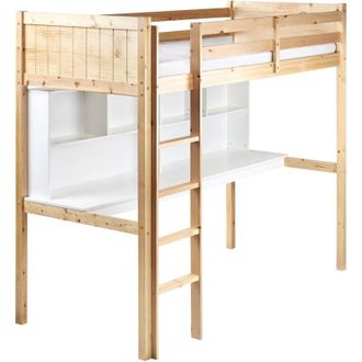 Beliani Letto a soppalco per bambini con scrivania e scala Letto a soppalco con struttura in legno di pino multifunzionale Chiaro Foucamont