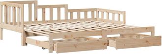 vidaXL Daybed with Trundle and Drawers without Mattress 90x200 cm Vidaxl