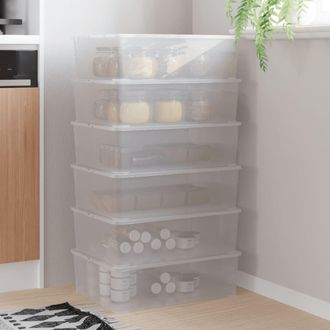 vidaXL Cajas De Almacenaje Apilables 6 Uds Pl&aacute;stico 25 L Vidaxl