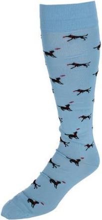 Trafalgar Store Go Fetch Dog with Frisbee Over The Calf Pima Cotton Novelty Dress Sock in Light Blue at Nordstrom