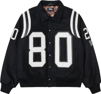 St&uuml;ssy 80 Wool Varsity Jacket Black 115713