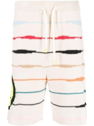Barrow intarsia-knit logo striped shorts - unisex - Viscose - M - Neutrals