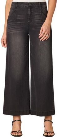 Wit & Wisdom Wyatt Skyrise V-Pocket Ankle Wide Leg Jeans in Washed Black at Nordstrom, Size 18