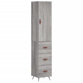 vidaXL Aparador Alto Madera Contrachapada Gris Sonoma 34,5x34x180 Cm Vidaxl