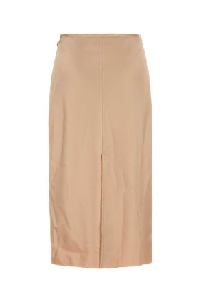 Ami Womens Skin Pink Stretch Satin Skirt Poudre Gonne
