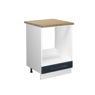Vicco Armario Para Horno Empotrado Fame-line, Azul Oscuro Alto Brillo, 60 Cm, Et Roble, Vicco