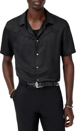 John Varvatos Bodie Short Sleeve Button-Up Shirt in Black at Nordstrom, Size X-Large
