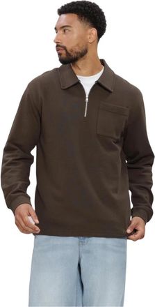 Selected Heren Truien & Vesten Slmscott Ls Half Zip Sweat - Heren - Polos - Bruin - 2XL - Tops