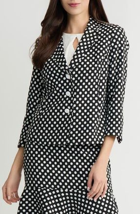 Kasper Three Button Blazer in Black/Lily White at Nordstrom, Size 18